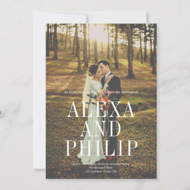 Invitation Classy Elegant Big Photo Mariage (Devant)