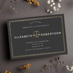 Invitation Classy Elegant Law Graduation Announcement