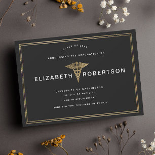 Invitation Classy Elegant Medical Graduation Announcement