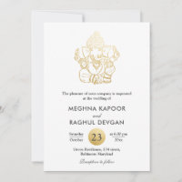 Classy Faux Gold Foil Ganpatio Indian Dieu Mariage