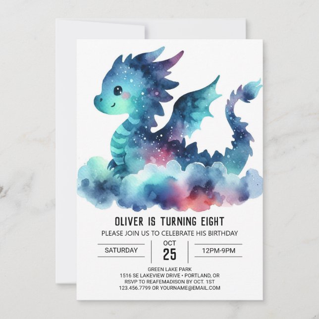 Invitation Classy Fiery Dragon Célébration d'anniversaire (Devant)
