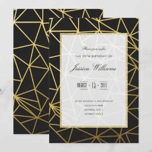 Invitation Classy Gold & Black 25th Birthday Party