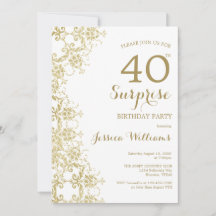 Classy Gold Damask 40th Birthday Surprise