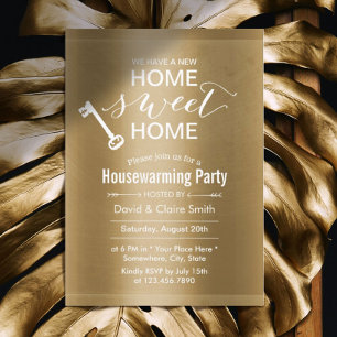 Invitation Classy Gold New Home Sweet Home Fête du réchauffem
