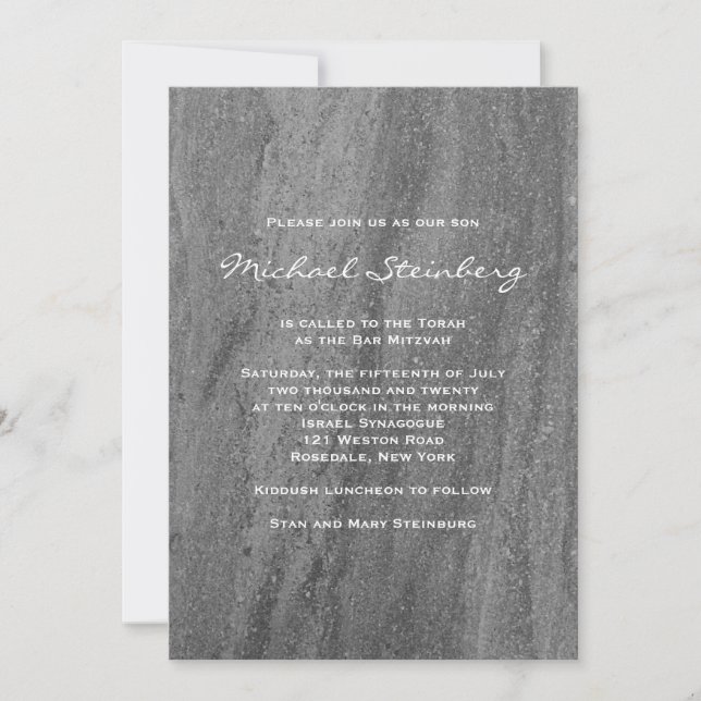 Invitation Classy Granite Bar Mitzvah (Devant)
