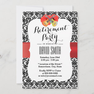 Invitation Classy Hibiscus & Ukulele Damask RetiParty