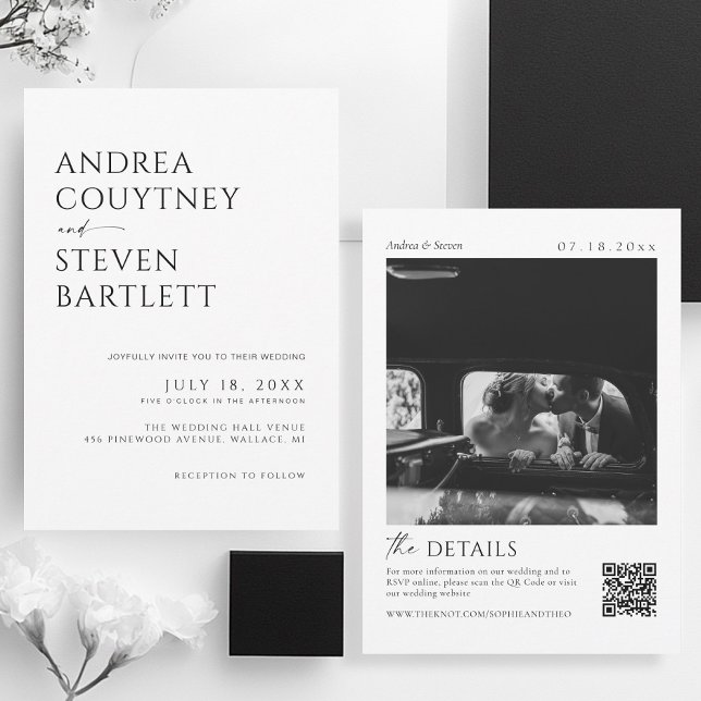 Invitation Classy Old Money Photo Black and White Wedding  (Créateur téléchargé)