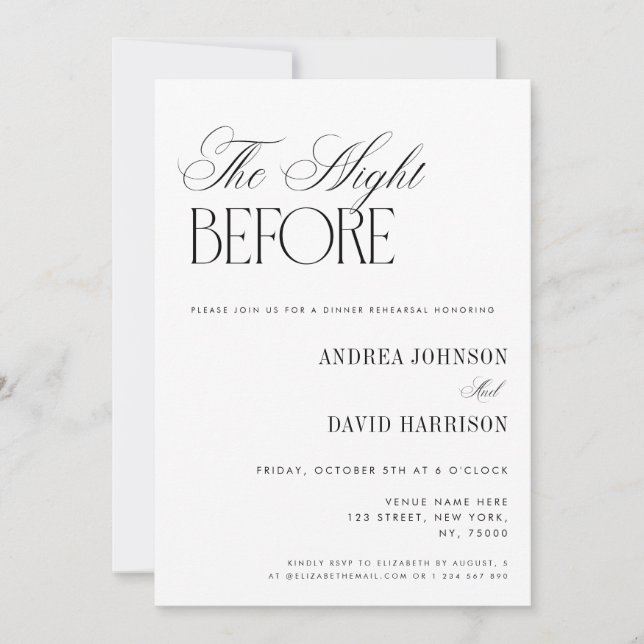 Invitation Classy Old Money The Night Before Rehearsal Dinner (Devant)