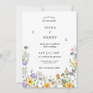 Invitation Classy Pastel Fleur sauvage Secret Garden Wedding
