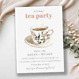 Invitation Classy Pastel Floral Tea Cup Fête Tea Party
