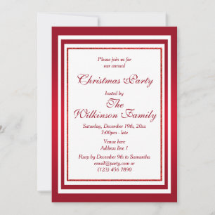 Invitation Classy Ruby Red & White Christmas Party