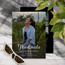 Classy Script Graduate Deux Diplôme Photo Noir