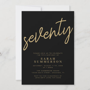 Invitation Classy Script Soixante-dix Black Gold 70e Annivers