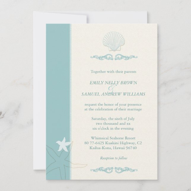 Invitation Classy Sea Critters Mariage de plage (Devant)