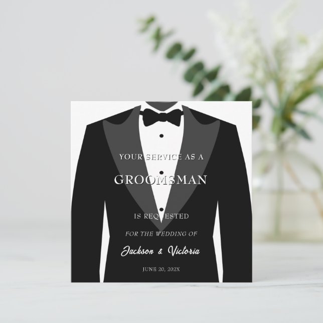 Invitation Classy Tuxedo Groomsman (Debout devant)