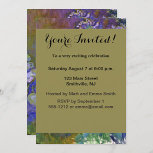 Invitation Claude Monet Water Lilies Agapanthus