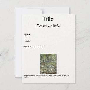 Invitation Claude Monet Water Lily Pond (pont japonais)