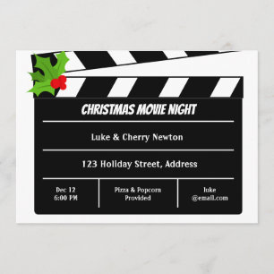Invitation Clavier de cinéma de Noël de nuit Holly Berry