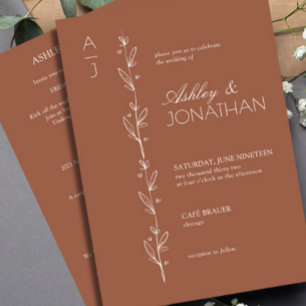 Invitation Clay Mariage de diviseur botanique moderne tout-en