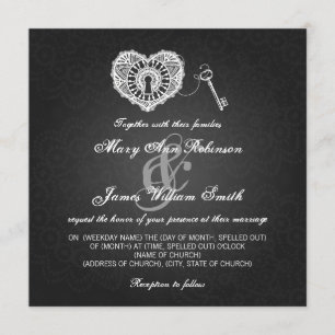 Invitation Clé élégante de mariage à mon noir de coeur