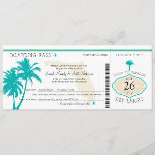 Invitation Clé Largo Floride Palm Tree Boaring Pass Mariage