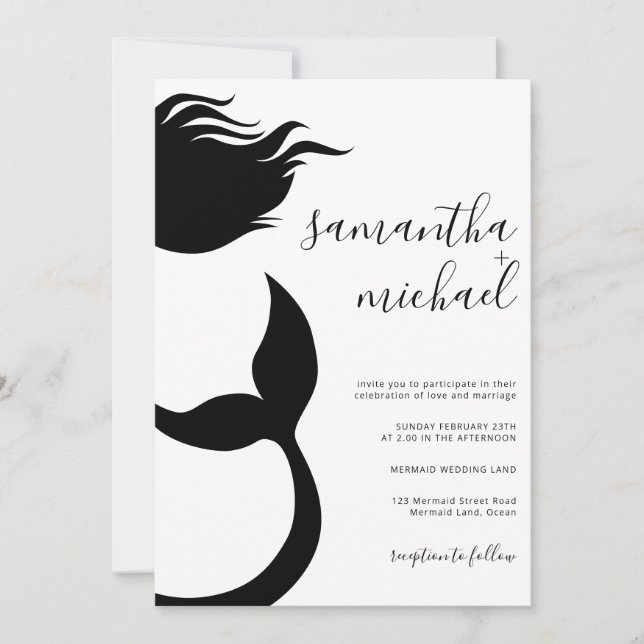 Invitation Clean Mermaid Silhouette Wedding (Devant)