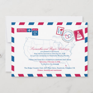 Invitation Clearwater Beach Floride Airmail Réception de mari