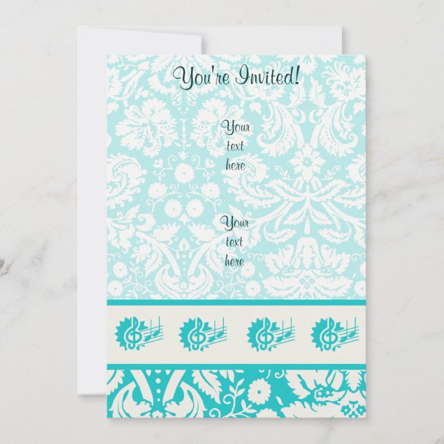 Invitation Clef triple turquoise (Devant)