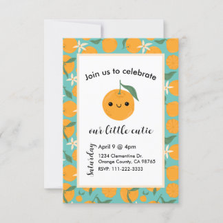 Invitation Clémentine Mandarin Tangerine Orange Bleue Mignonn