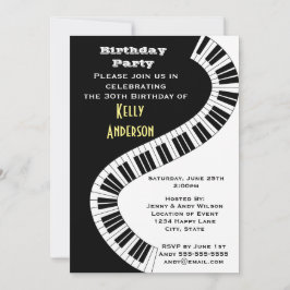 Invitation Clés de piano courbées ondulées Anniversaire