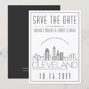 Invitation Cleveland Mariage Skyline stylisée Enregistrer l