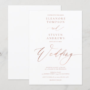 Invitation Clic rose or calligraphie mariage blanc de luxe