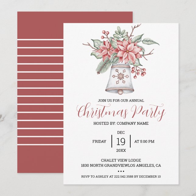 Invitation Cloche de Noël Watercolor (Devant / Derrière)