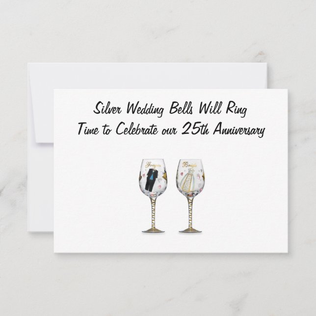 INVITATION "CLOCHES DE MARIAGE D'ARGENT" CARTON D'INVITATION (Devant)