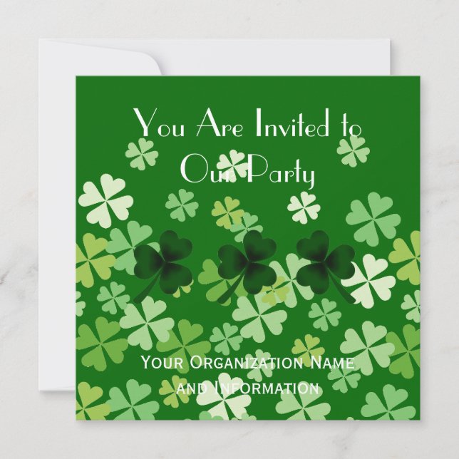 Invitation Clochons shamrocks et quatre feuilles (Devant)