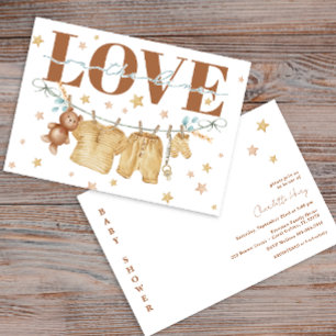 Invitation Clothesline Baby shower Amour sur la ligne Invitat