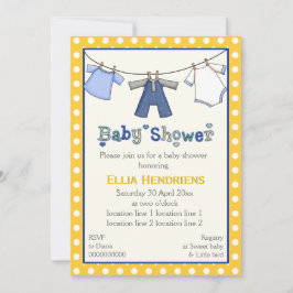 Invitation Clothesline bébé garçon douche personnalisée