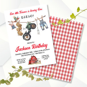 Invitation Clothesline Little Farmer Fête d'anniversaire
