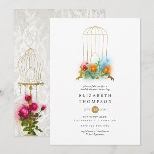 Invitation Clôture de mariage florale en dentelle de cage à o