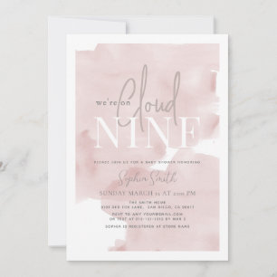 Invitation Cloud 9 Ciel rose Aquarelle Baby shower fille