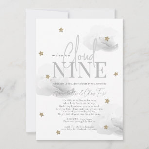 Invitation Cloud 9 Gold Star Gris Baby shower par courrier