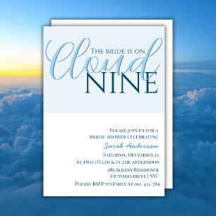 Invitation Cloud 9 Simple Typographie bleu nuptiale