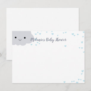 Invitation Cloud Blue Hearts Baby shower papeterie personnali