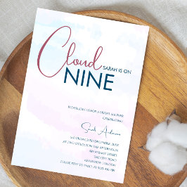 Invitation Cloud Neuf Fête des mariées bleue Abstraite rose