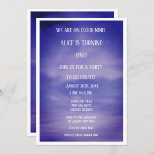 Invitation Cloud Neuf Garçons Filles 1er Anniversaire QR Code