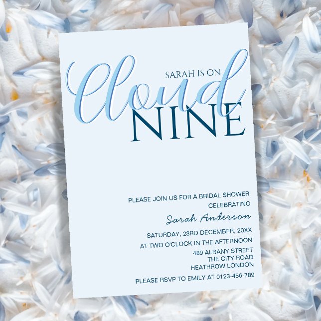 Invitation Cloud Neuf Simple Typographie bleu nuptiale (Créateur téléchargé)