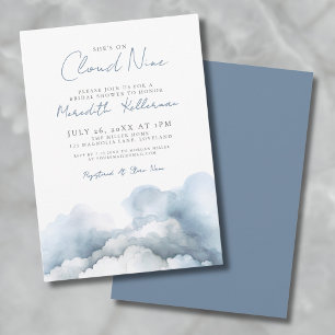 Invitation Cloud Nine 9 Élégant Bleu Baby Shower de Fille