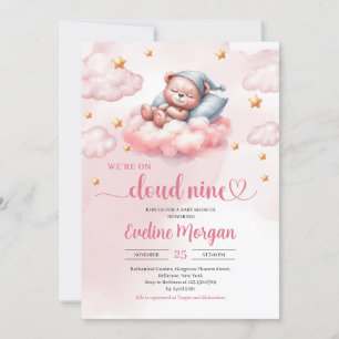 Invitation Cloud rose et or neuf filles baby shower