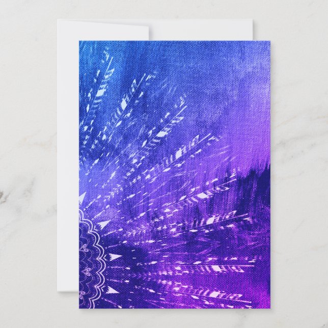 Invitation Clouds Mandala bleu violet Boho Bohemian (Devant)