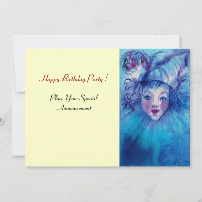 INVITATION CLOWN EN BLEU (Devant)